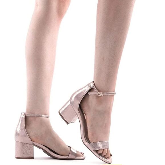 DREAM PAIRS Champagne Low-Chunk Heel Pump Open Toe Ankle Strap Sandals - Picture 14 of 16